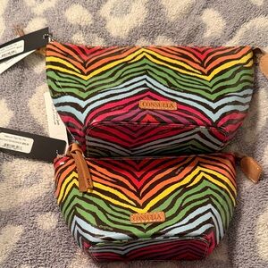 Consuela Vibrant Flo Print Cosmetic Bags - set of large and medium tool kit-